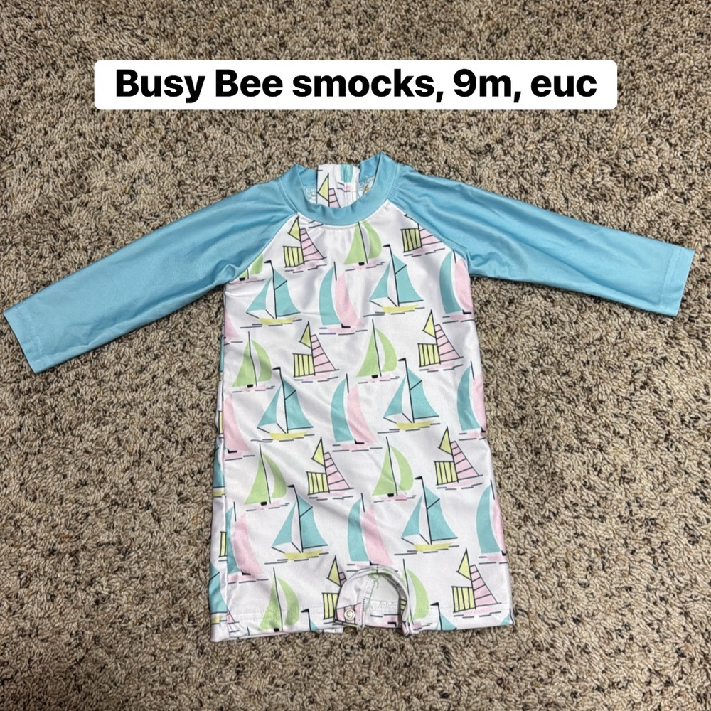 Busy Bee Smocks Sailboat Swim Rash Guard